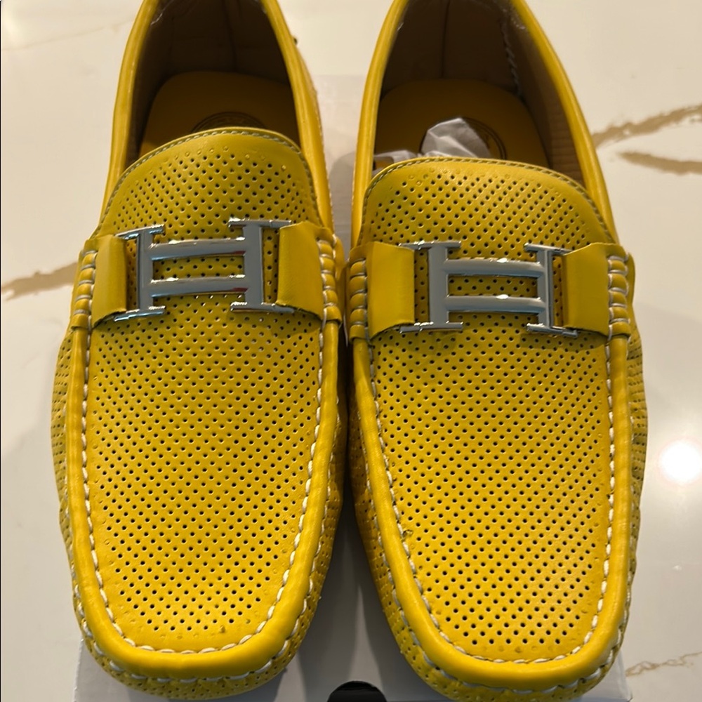 Yellow Perforated Loafers